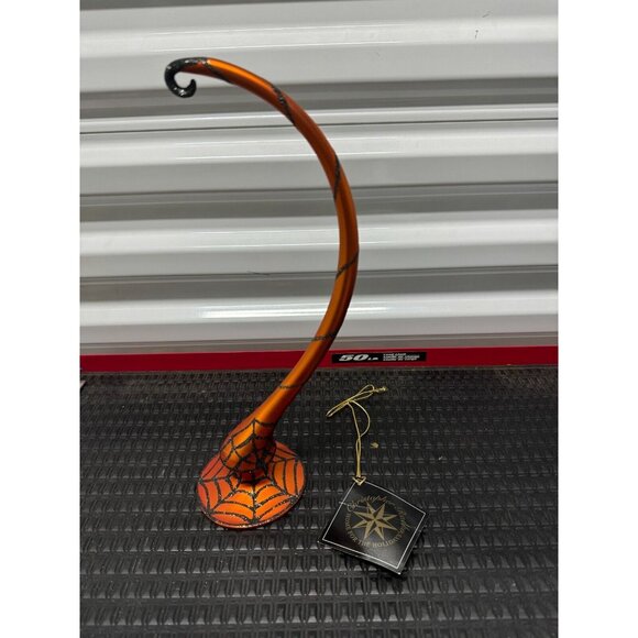 Christopher Radko Glass Stand Orange With Web - Halloween RARE/RETIRED W/ Tag